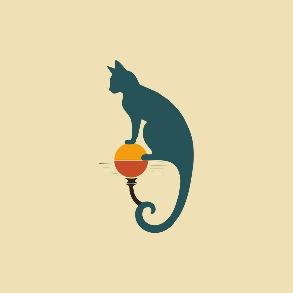 agraciado felino oscuridad elegante gato silueta vector