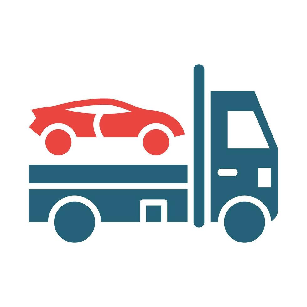 Towing Vehicle Vector Glyph Two Color Icon For Personal And Commercial Use.