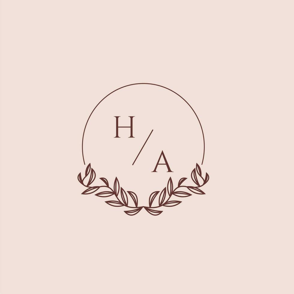 HA initial monogram wedding with creative circle line vector