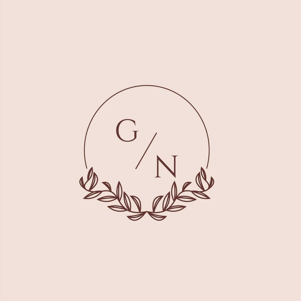 GN initial monogram wedding with creative circle line vector