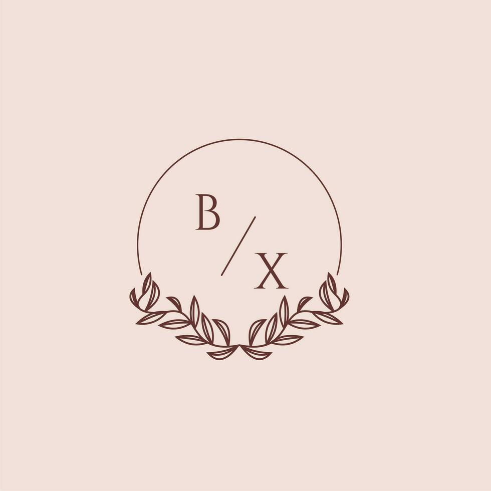 BX initial monogram wedding with creative circle line vector