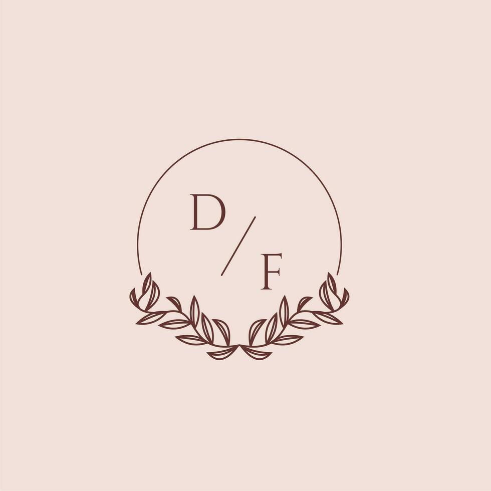DF initial monogram wedding with creative circle line vector