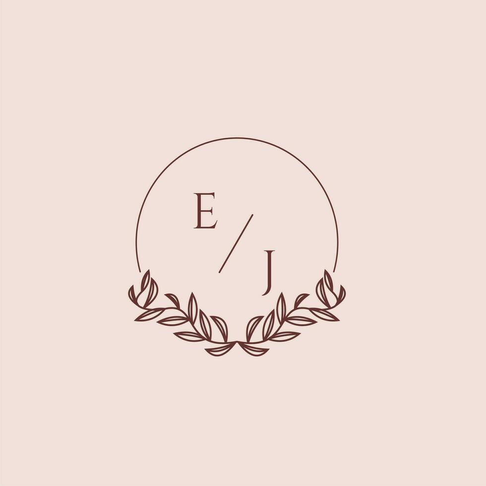 EJ initial monogram wedding with creative circle line vector