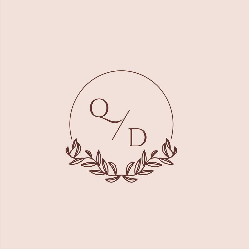 QD initial monogram wedding with creative circle line vector