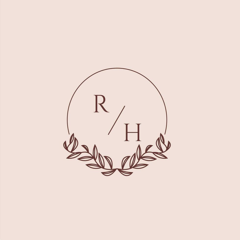 RH initial monogram wedding with creative circle line vector