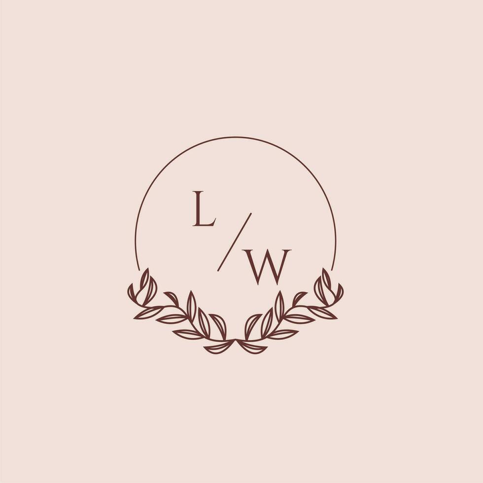 LW initial monogram wedding with creative circle line vector