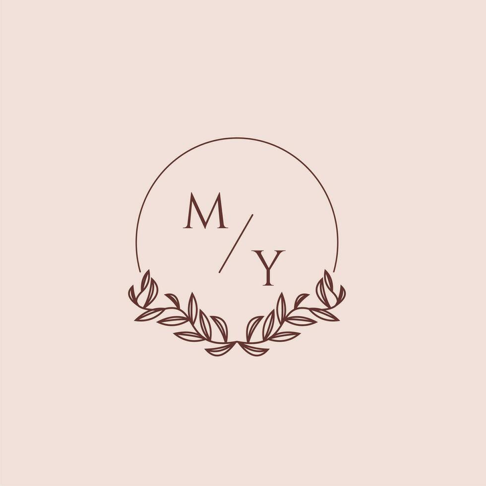 MY initial monogram wedding with creative circle line vector