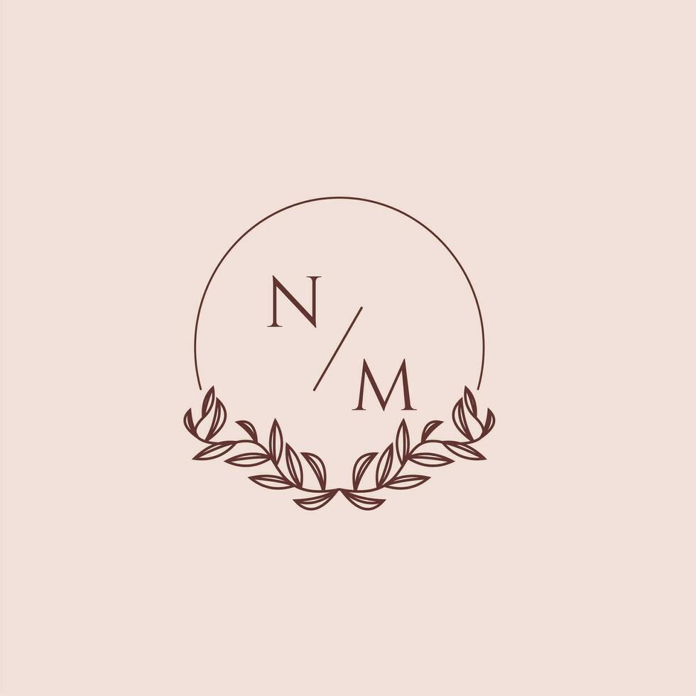 NM initial monogram wedding with creative circle line vector