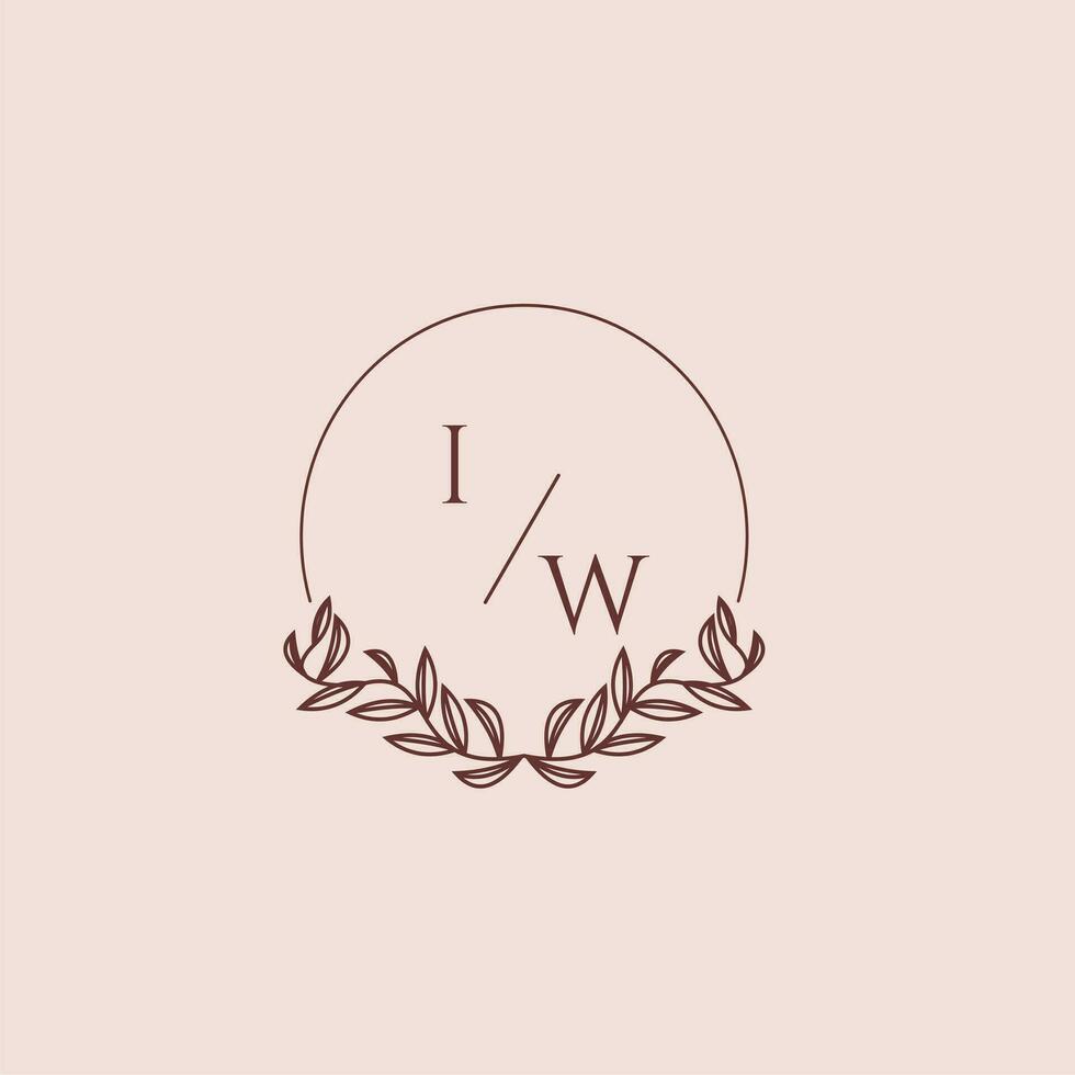 IW initial monogram wedding with creative circle line vector