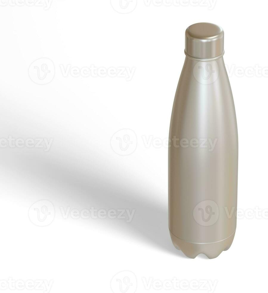 Water bottle isolated on white background rendering 3D illustration with metalic texture photo