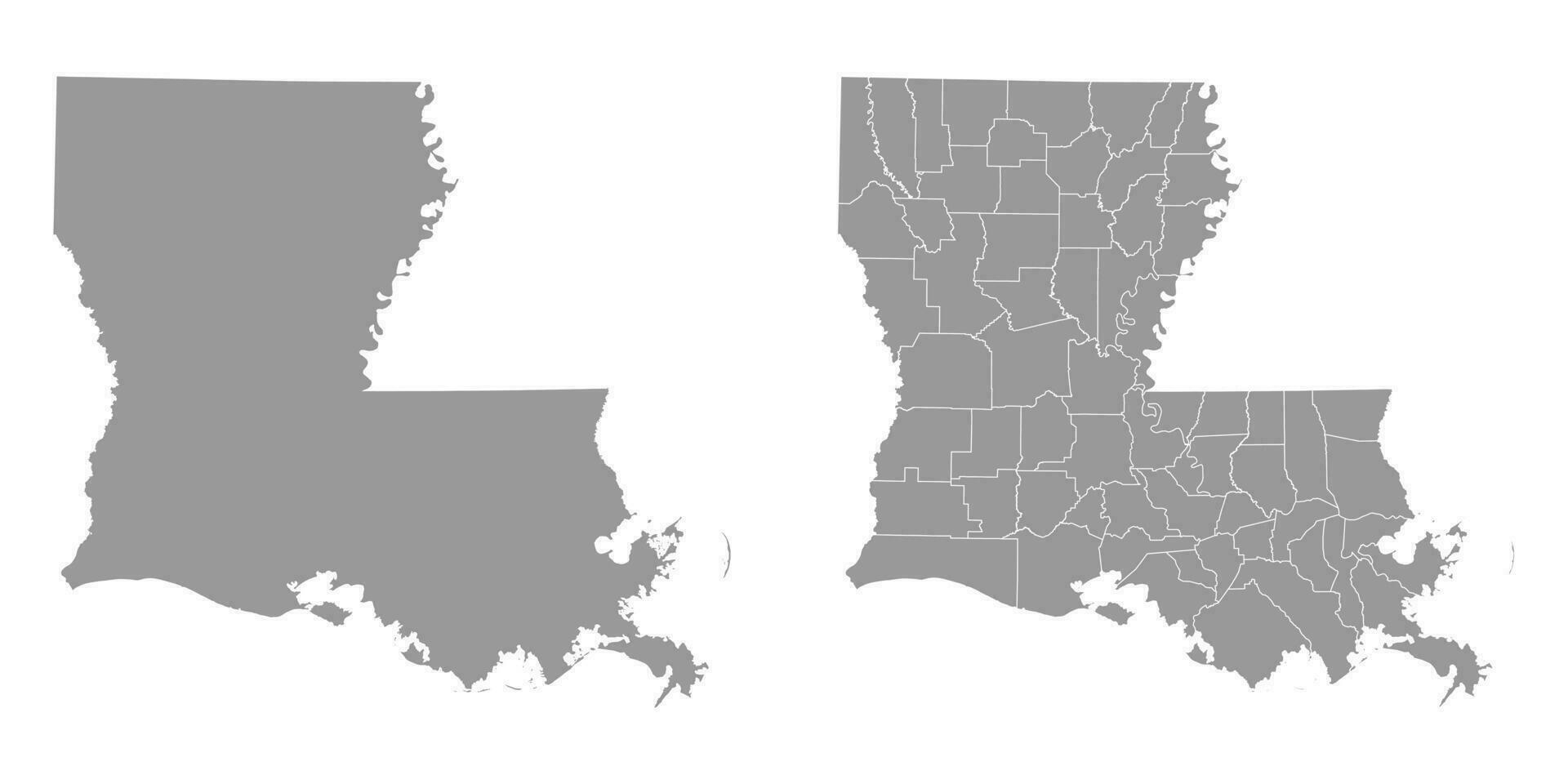 Louisiana state gray maps. Vector illustration.