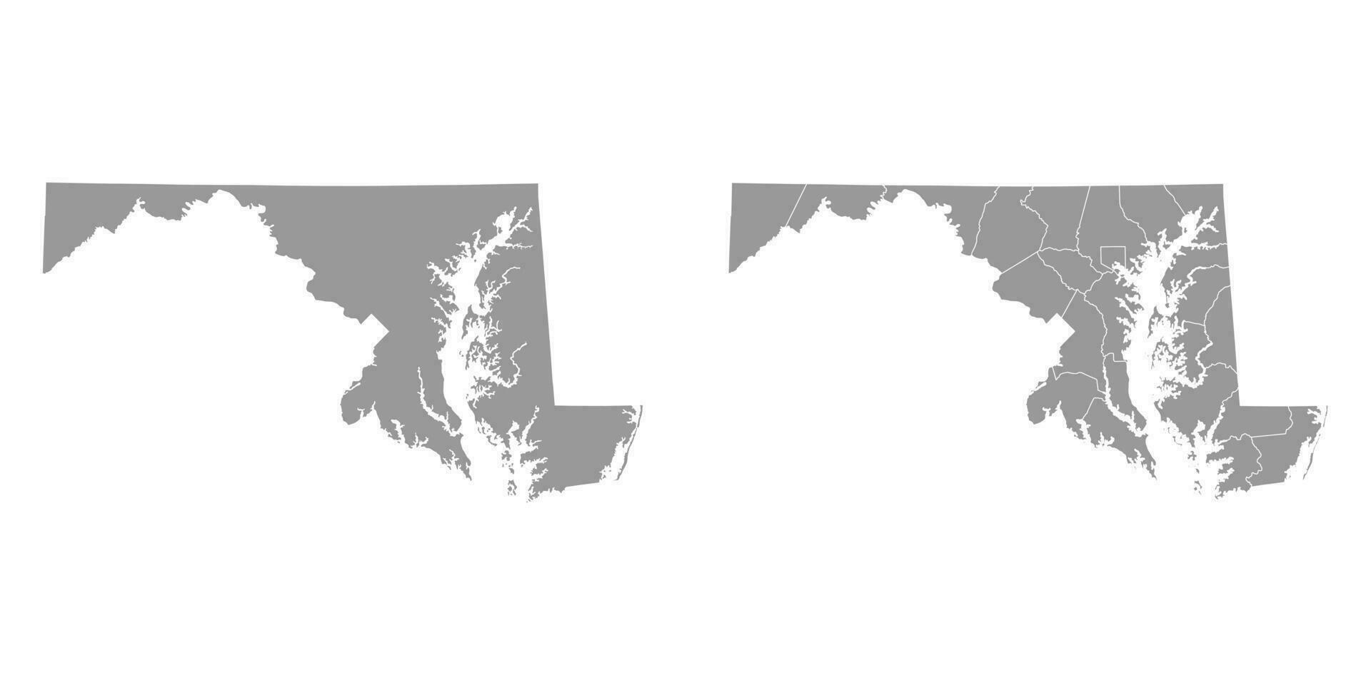 Maryland state gray maps. Vector illustration.