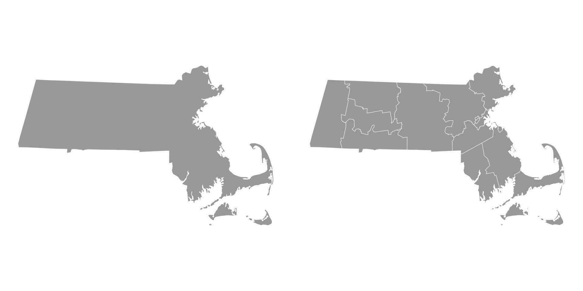 Massachusetts estado gris mapas vector ilustración.
