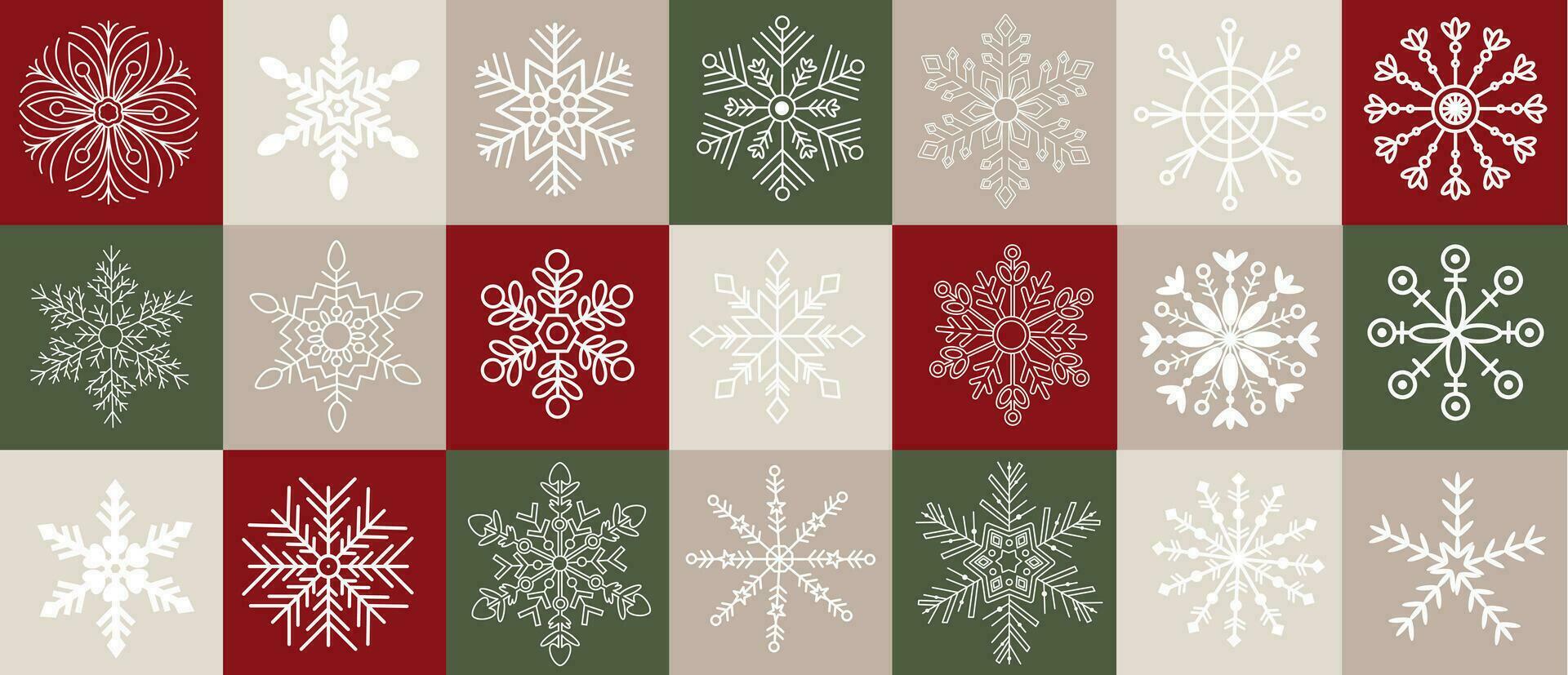 Abstract geometric seamless snowflake pattern. New Year and Christmas snowflake vector icons for wrapping paper, background, wallpaper. Fashionable modern holiday print.