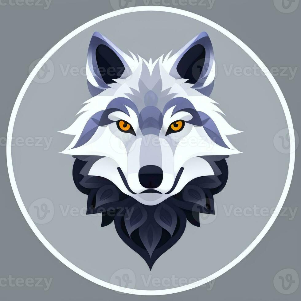 AI generated Cool Wolf Avatar Gamer Clip Art Sticker Decoration Simple Background photo