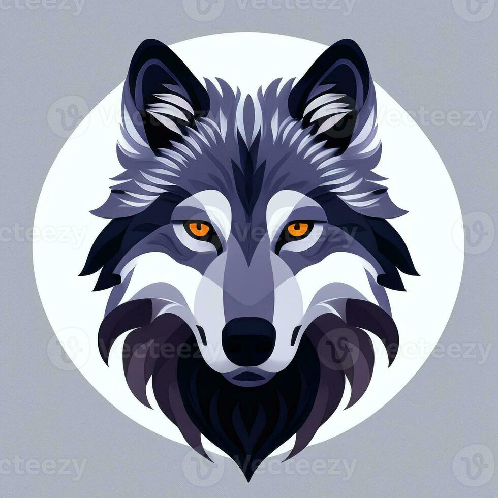 AI generated Cool Wolf Avatar Gamer Clip Art Sticker Decoration Simple Background photo