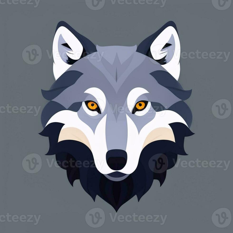 AI generated Cool Wolf Avatar Gamer Clip Art Sticker Decoration Simple Background photo