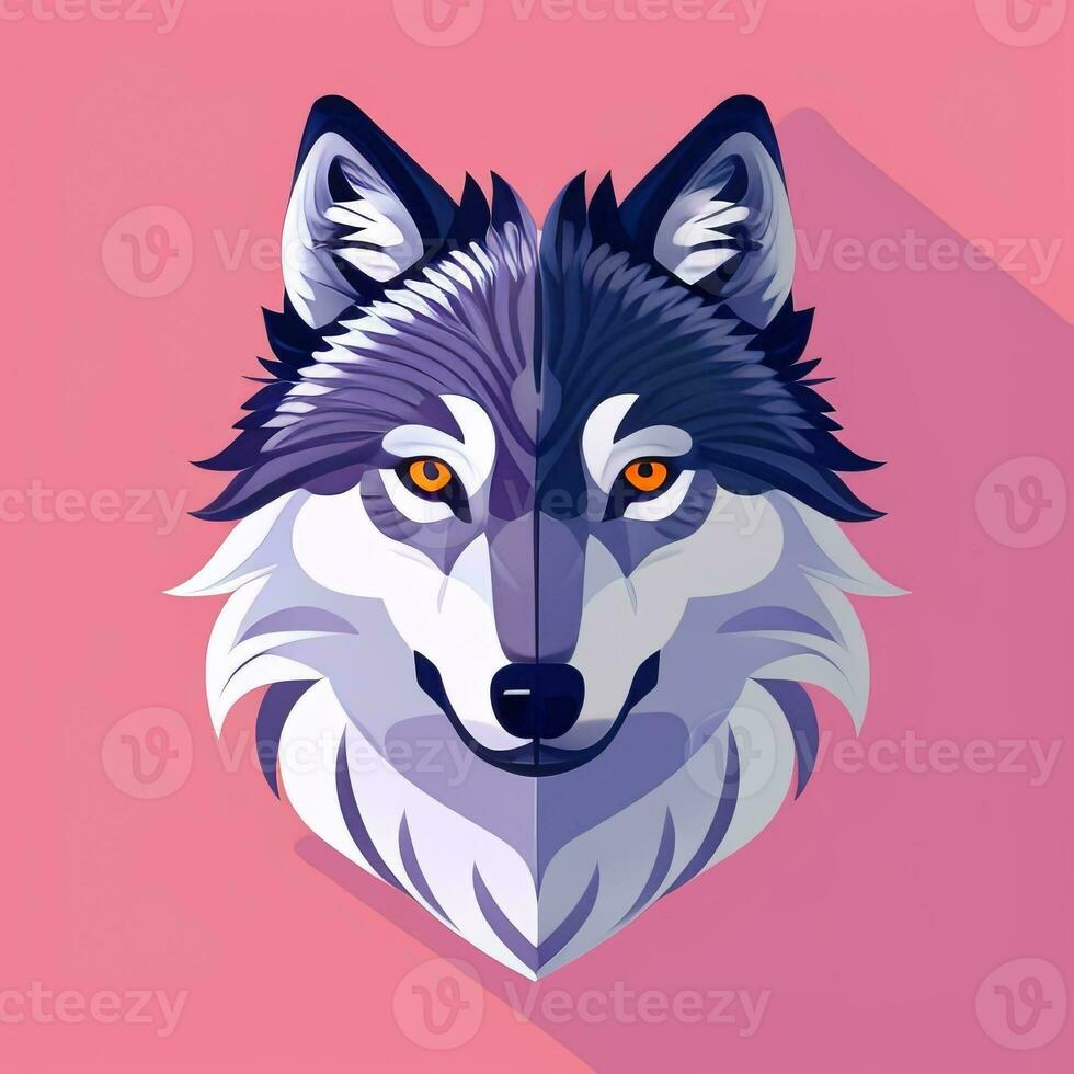 AI generated Cool Wolf Avatar Gamer Clip Art Sticker Decoration Simple Background photo