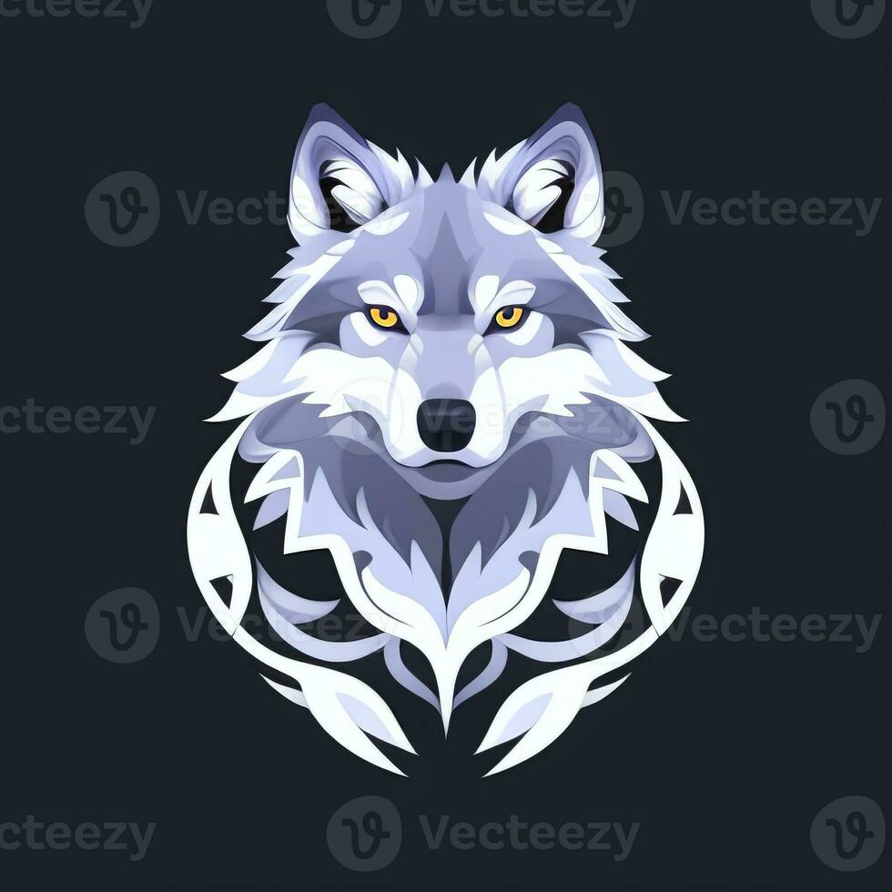 AI generated Cool Wolf Avatar Gamer Clip Art Sticker Decoration Simple Background photo