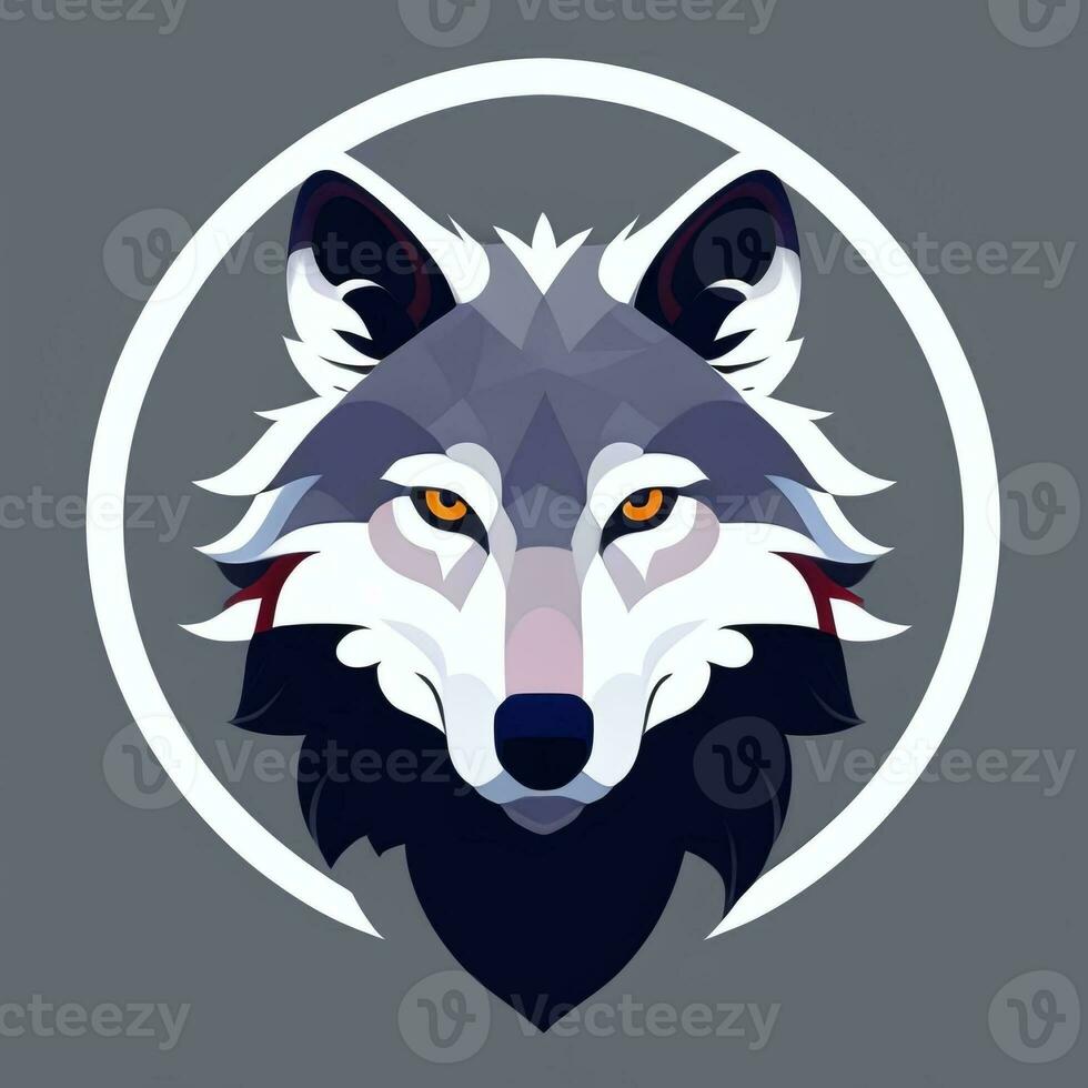 AI generated Cool Wolf Avatar Gamer Clip Art Sticker Decoration Simple Background photo