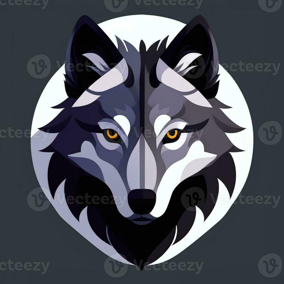 AI generated Cool Wolf Avatar Gamer Clip Art Sticker Decoration Simple Background photo