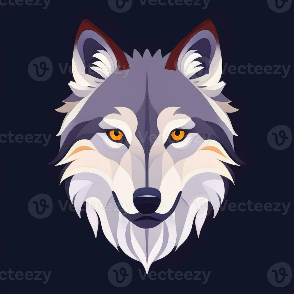 AI generated Cool Wolf Avatar Gamer Clip Art Sticker Decoration Simple Background photo