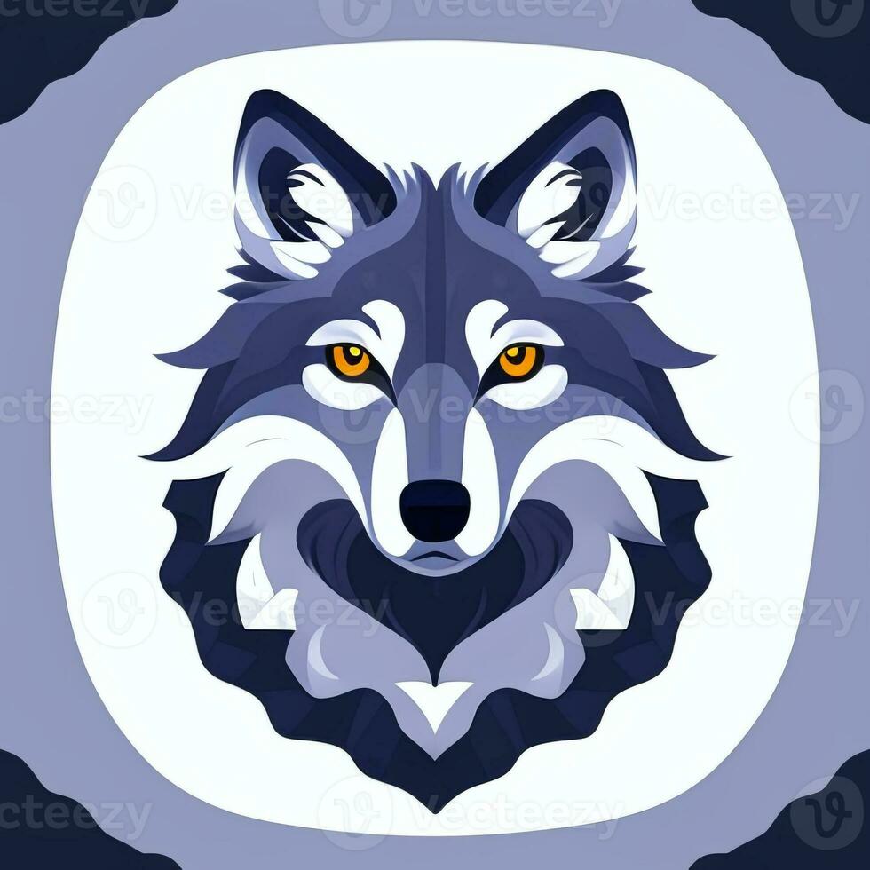 AI generated Cool Wolf Avatar Gamer Clip Art Sticker Decoration Simple Background photo