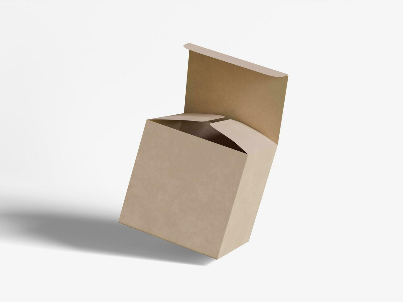 Square box packaging white backgrounnd cardboard paper with realistic texture photo