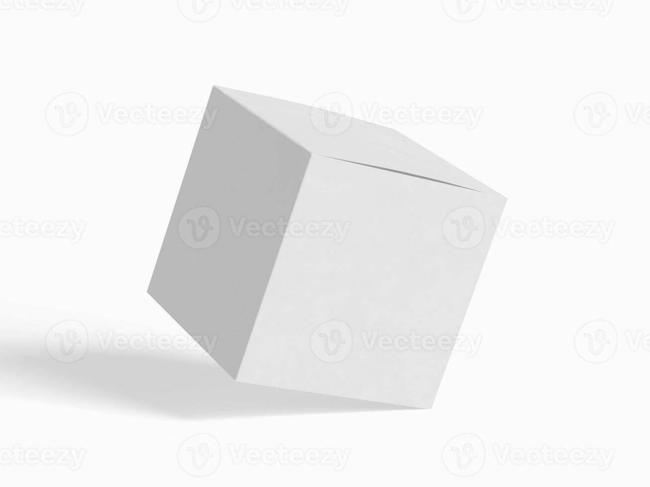 Square box packaging white backgrounnd cardboard paper with realistic texture photo