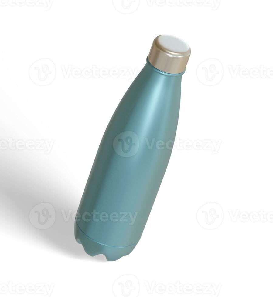 agua botella aislado en blanco antecedentes representación 3d ilustración con metalico textura foto