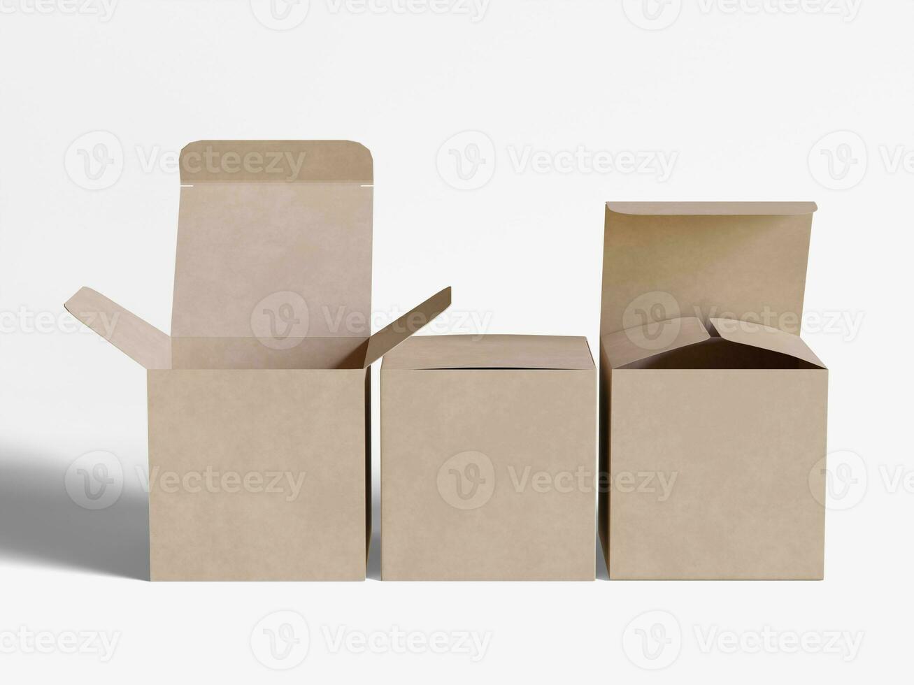 Square box packaging white backgrounnd cardboard paper with realistic texture photo