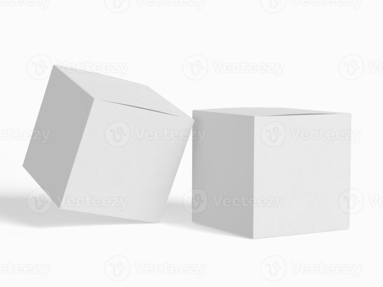Square box packaging white backgrounnd cardboard paper with realistic texture photo