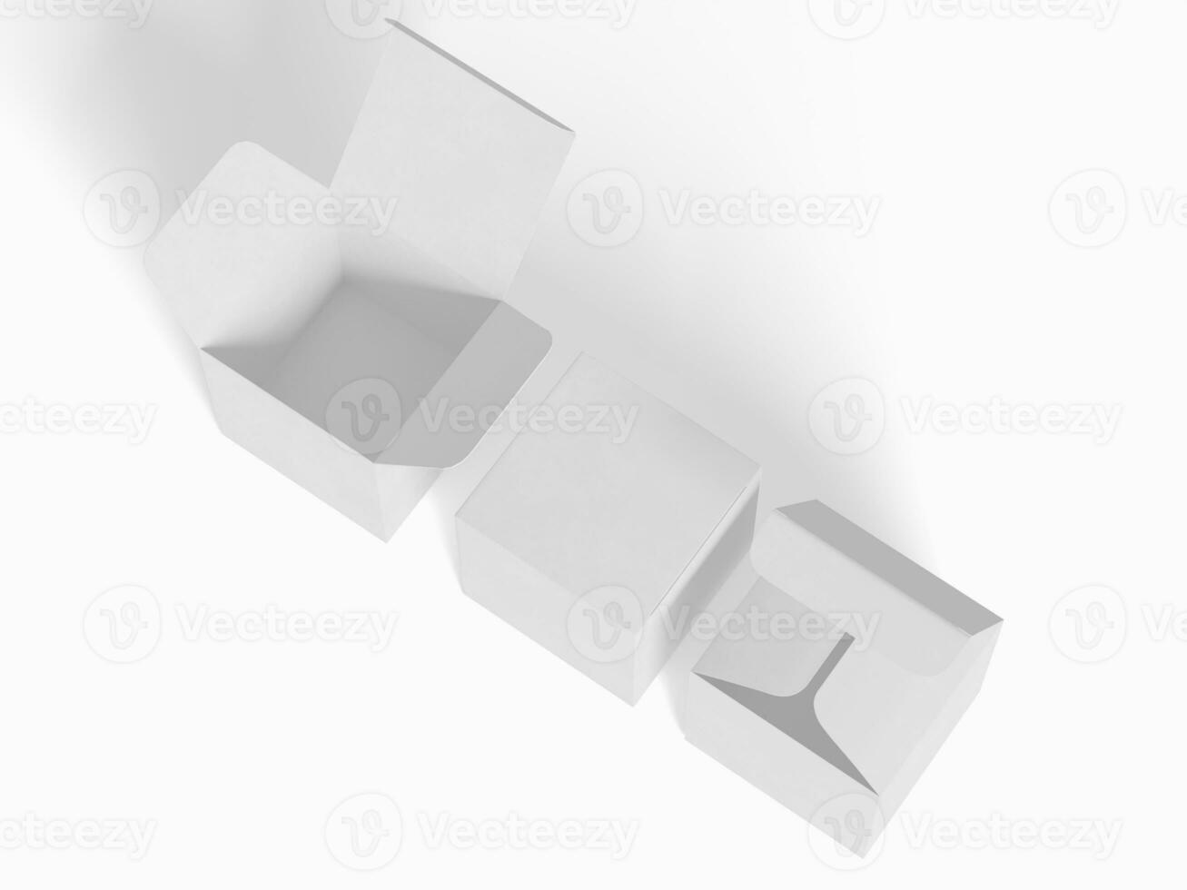 Square box packaging white backgrounnd cardboard paper with realistic texture photo