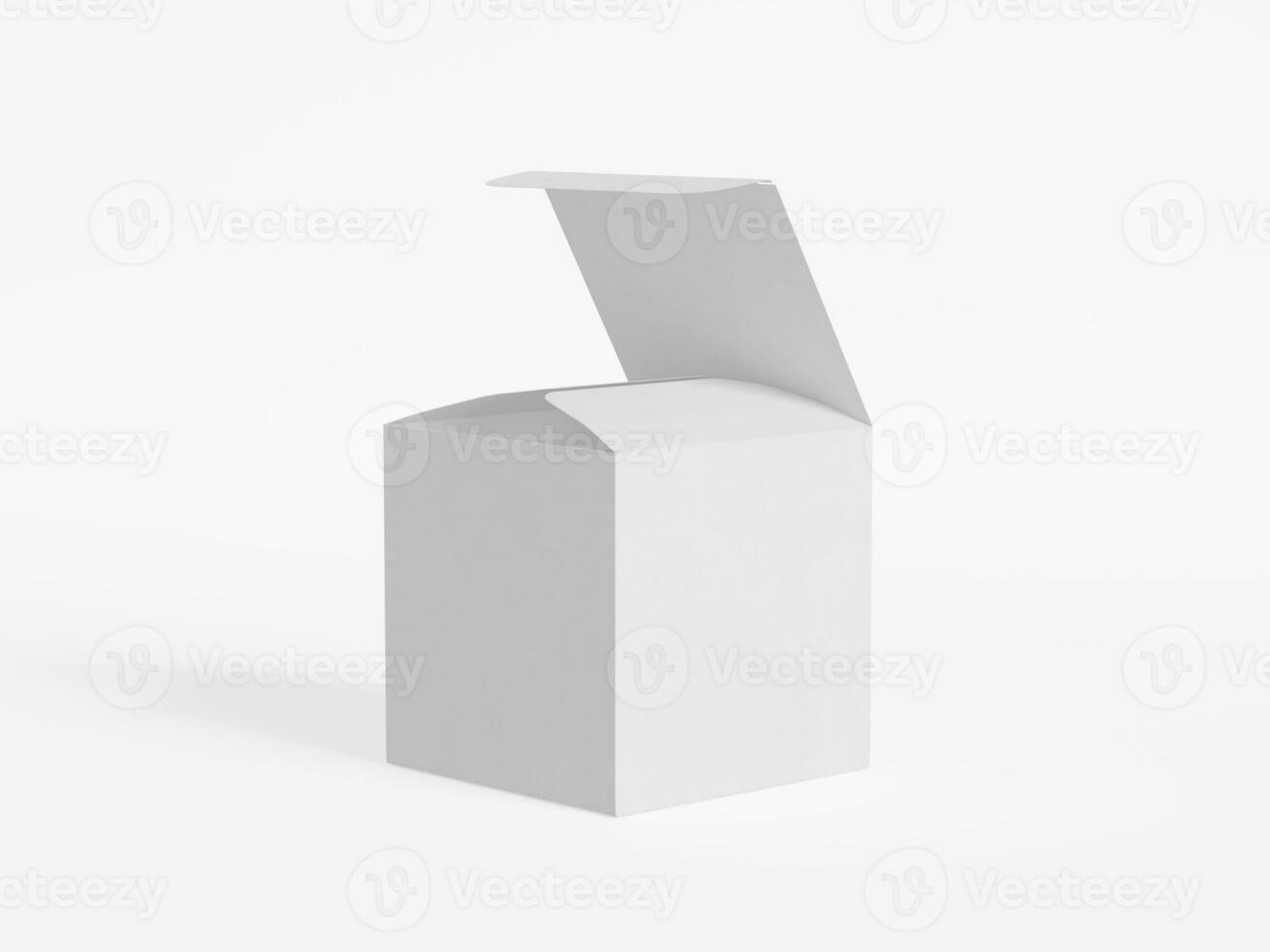 Square box packaging white backgrounnd cardboard paper with realistic texture photo