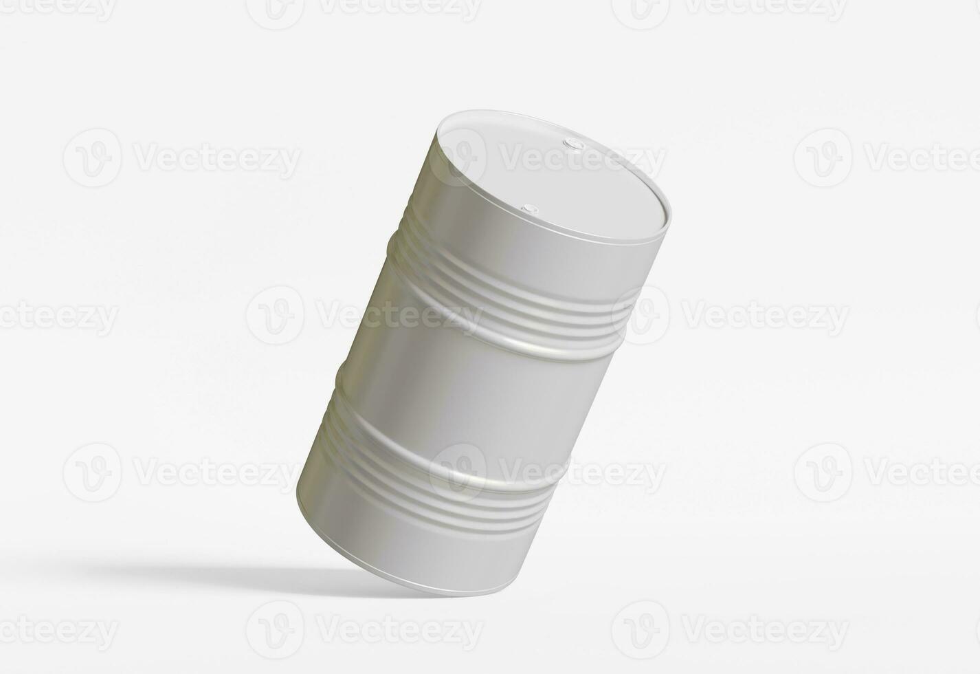 Drum container white color oil barrel realistic texture rendering 3D illustration photo