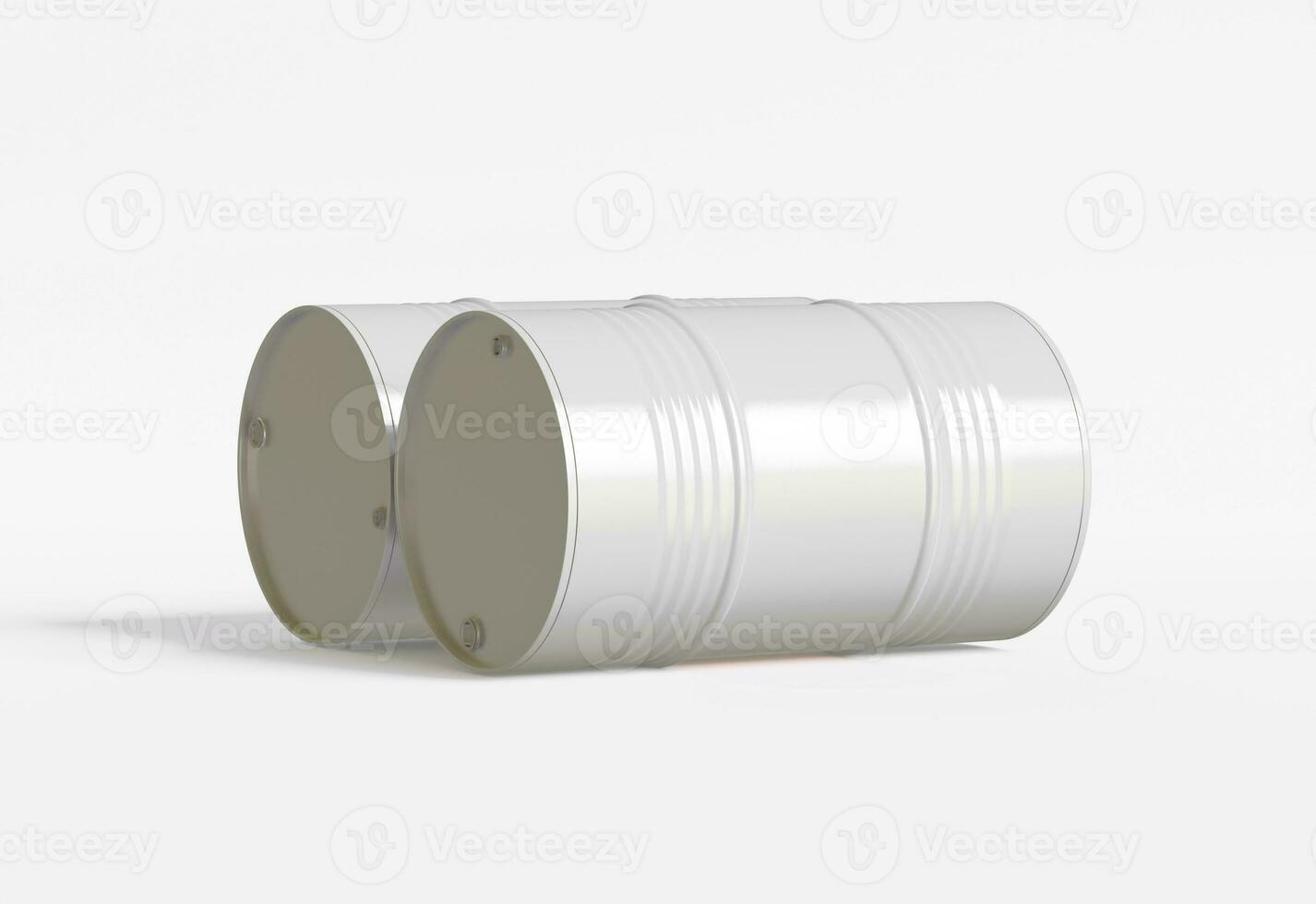 Drum container white color oil barrel realistic texture rendering 3D illustration photo