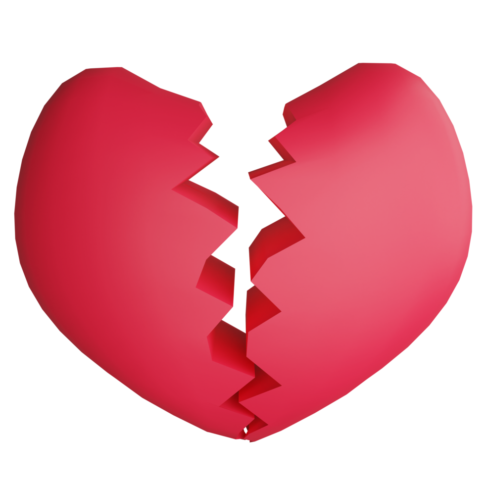 Heartbroken clipart flat design icon isolated on transparent background, 3D render Valentine concept png