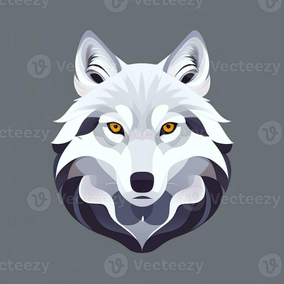 AI generated Cool Wolf Avatar Gamer Clip Art Sticker Decoration Simple Background photo