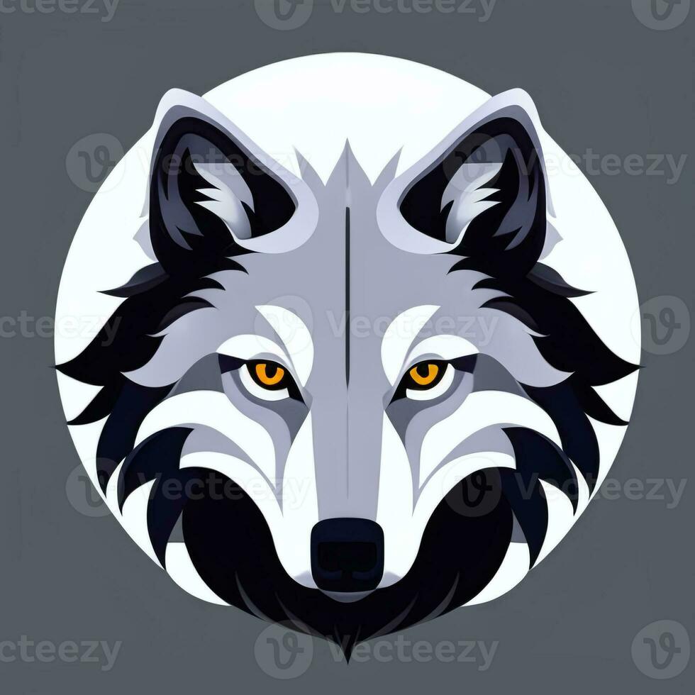 AI generated Cool Wolf Avatar Gamer Clip Art Sticker Decoration Simple Background photo