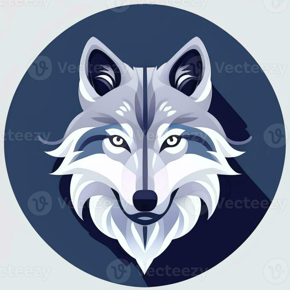 AI generated Cool Wolf Avatar Gamer Clip Art Sticker Decoration Simple Background photo