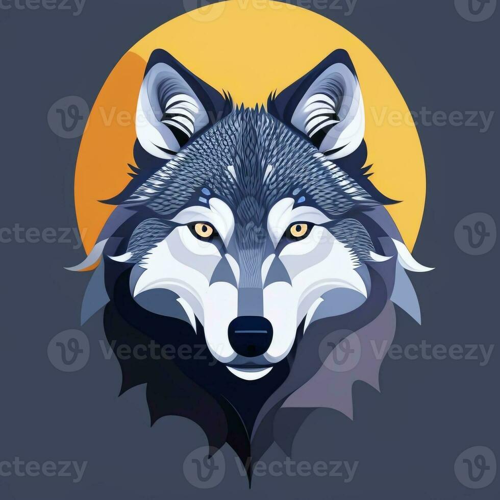 AI generated Cool Wolf Avatar Gamer Clip Art Sticker Decoration Simple Background photo