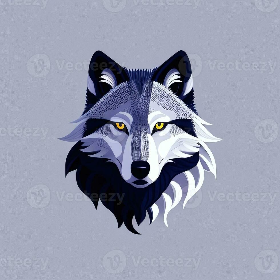 AI generated Cool Wolf Avatar Gamer Clip Art Sticker Decoration Simple Background photo