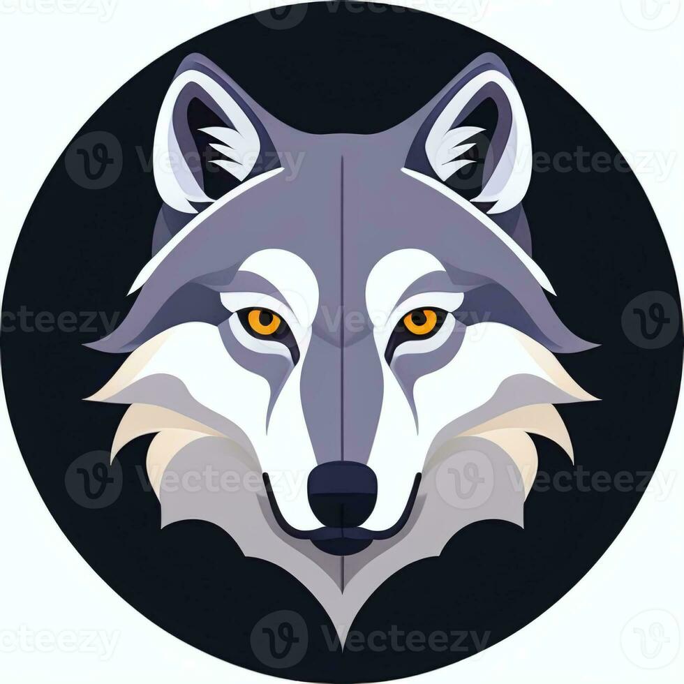 AI generated Cool Wolf Avatar Gamer Clip Art Sticker Decoration Simple Background photo