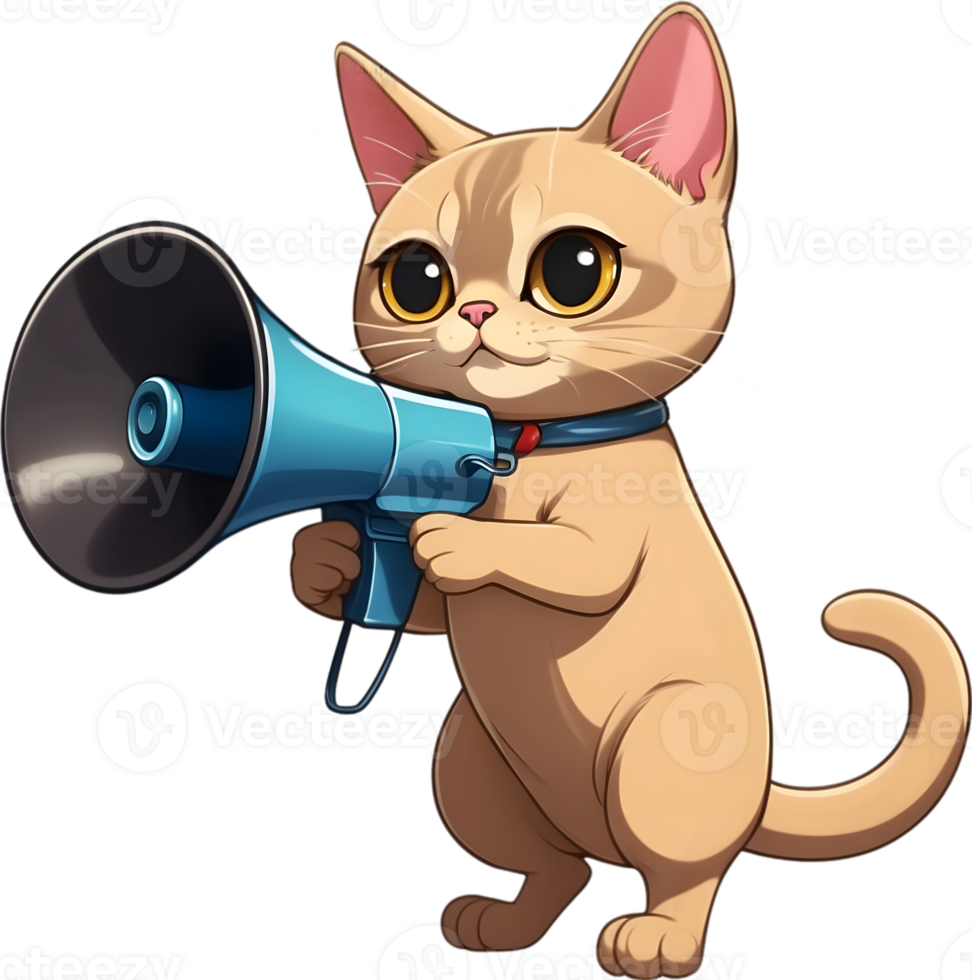 AI generated cartoon cat with a megaphone  ai generative png