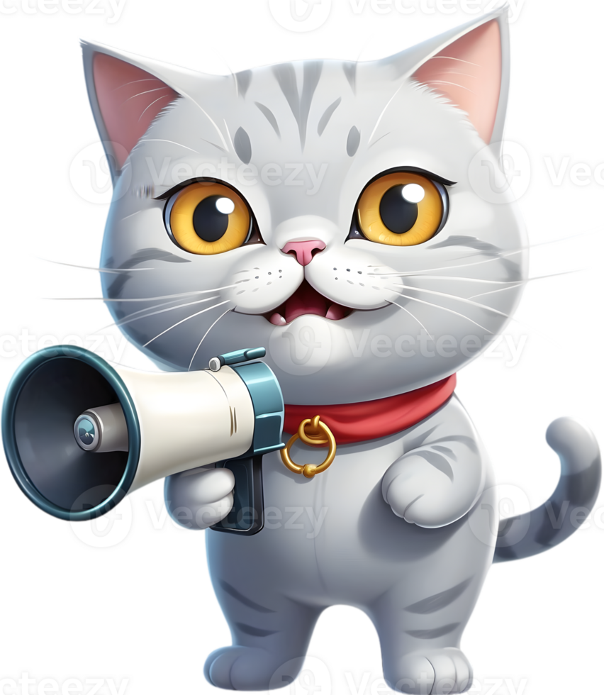 AI generated cartoon cat with a megaphone  ai generative png