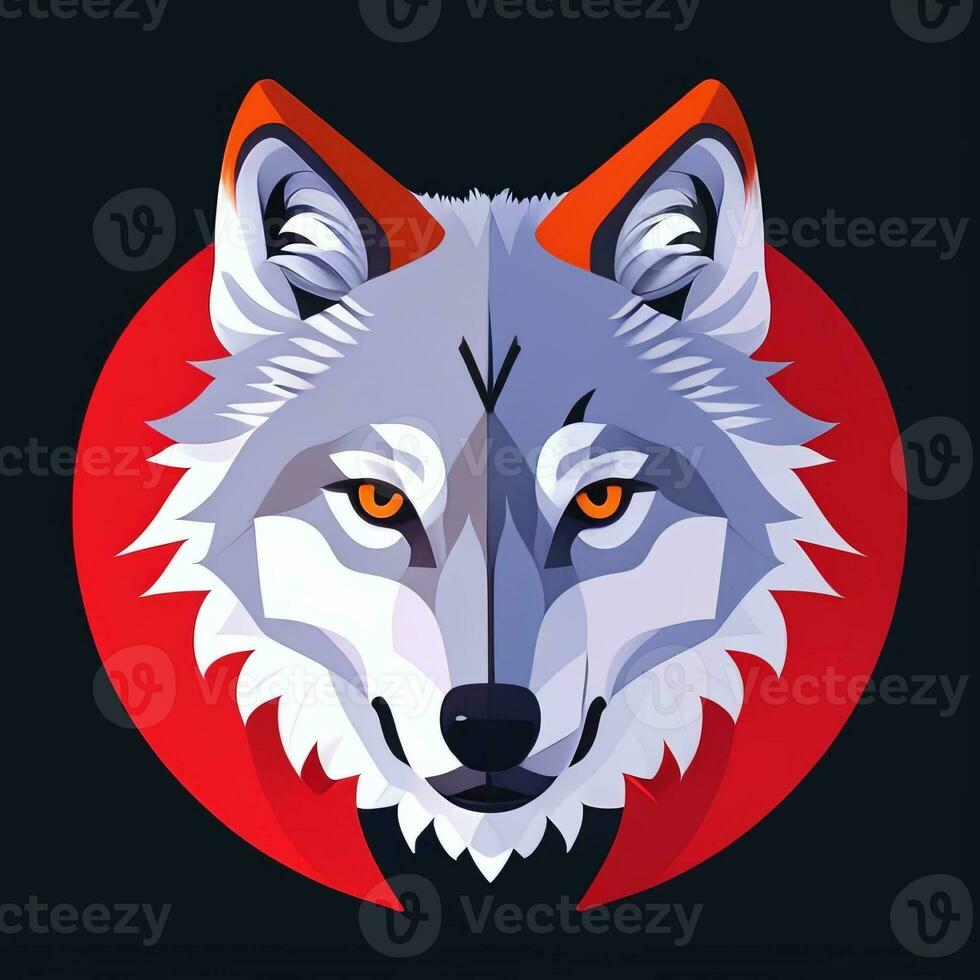 AI generated Cool Wolf Avatar Gamer Clip Art Sticker Decoration Simple Background photo