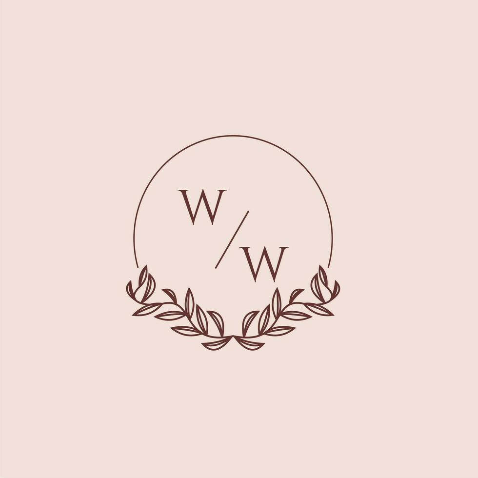 WW initial monogram wedding with creative circle line vector
