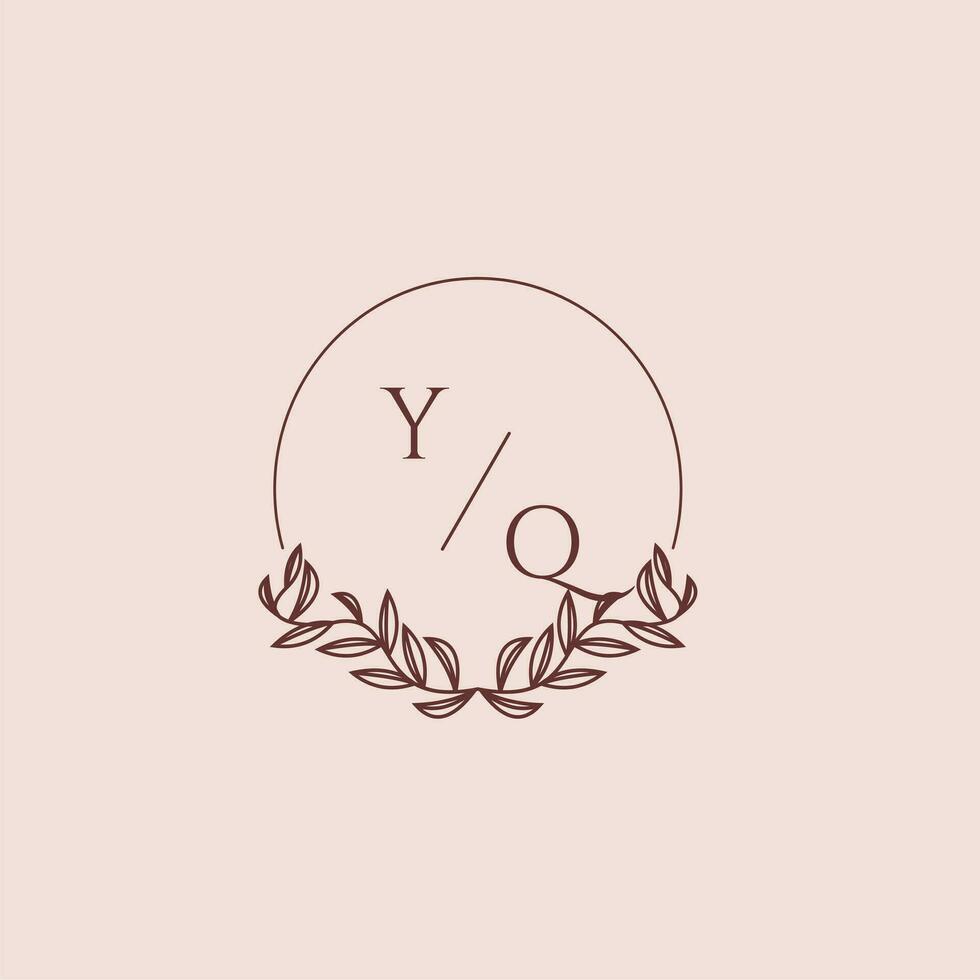 YQ initial monogram wedding with creative circle line vector