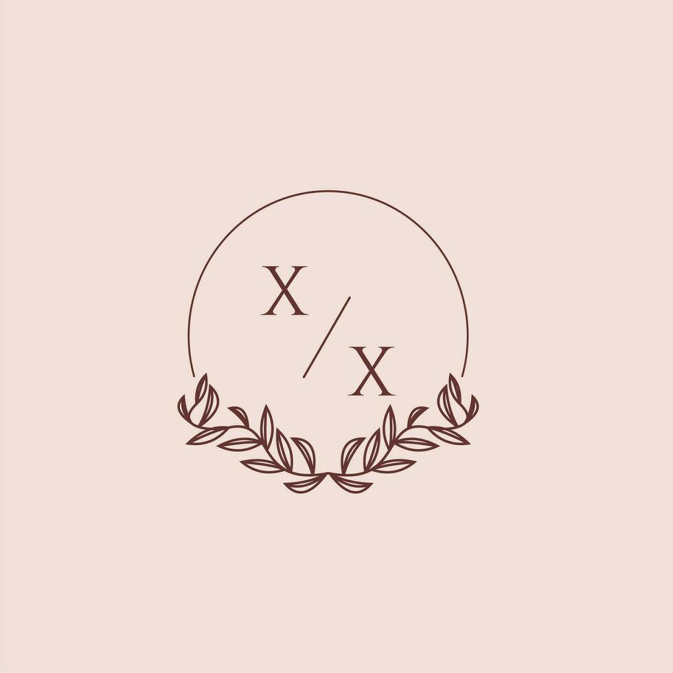 XX initial monogram wedding with creative circle line vector
