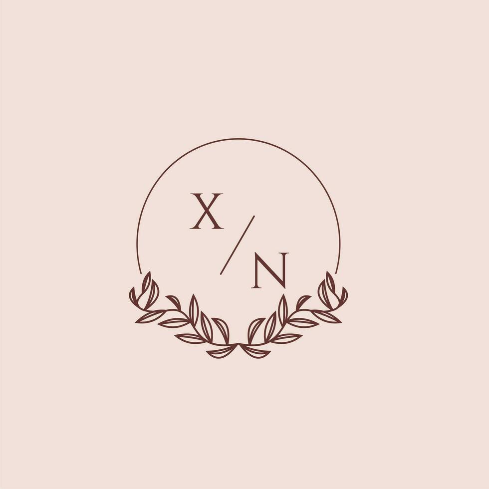 XN initial monogram wedding with creative circle line vector